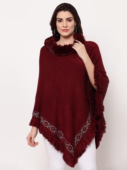 mafadeny maroon poncho