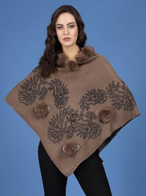 mafadeny khaki printed poncho