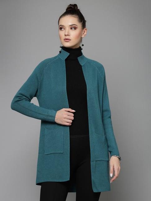 mafadeny teal long shrug