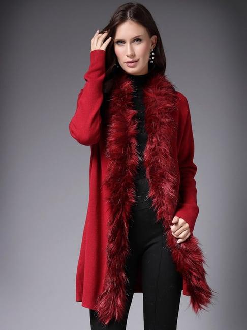 mafadeny red long shrug