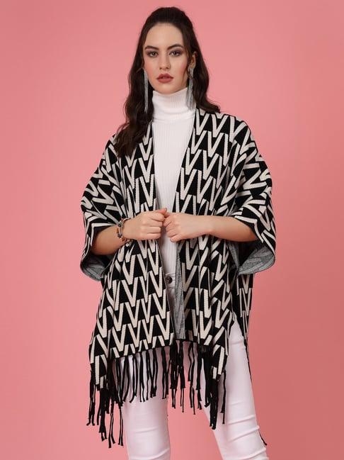 mafadeny black printed poncho