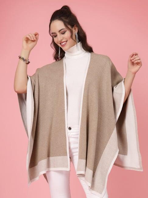 mafadeny beige textured poncho