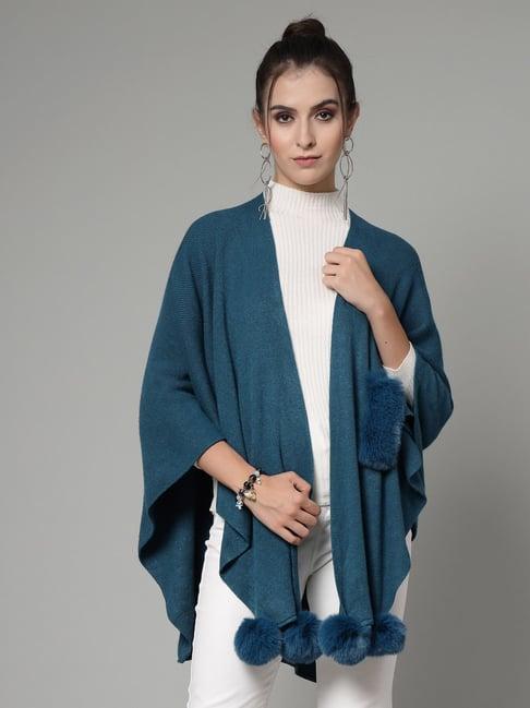 mafadeny teal poncho