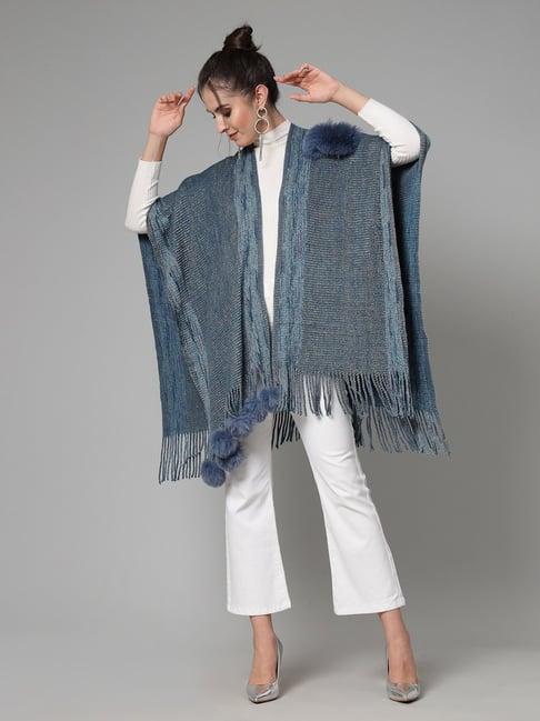 mafadeny blue textured poncho