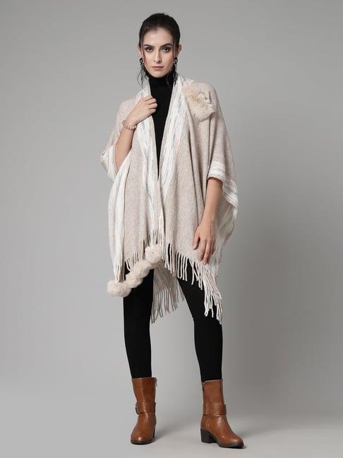 mafadeny cream textured poncho