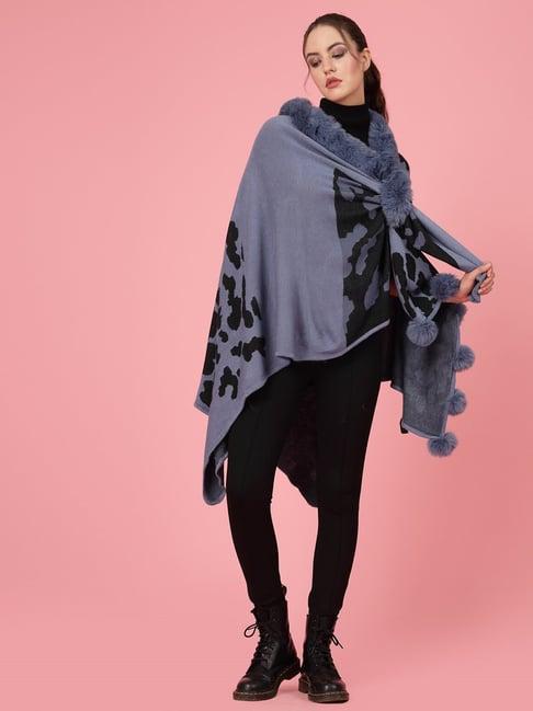 mafadeny blue printed poncho