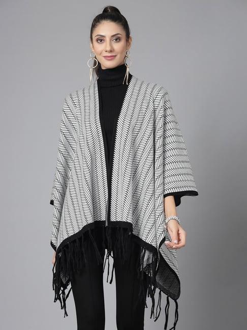 mafadeny white printed poncho