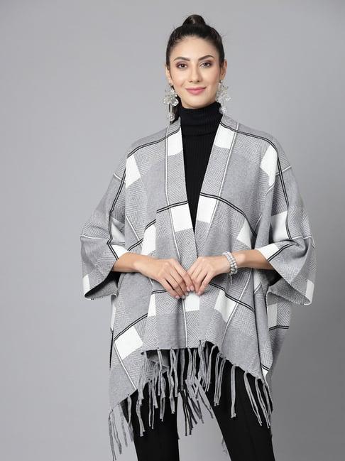 mafadeny grey checks poncho