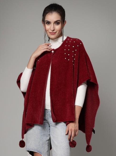 mafadeny maroon poncho