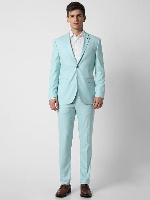 van heusen sky blue slim fit two piece suit