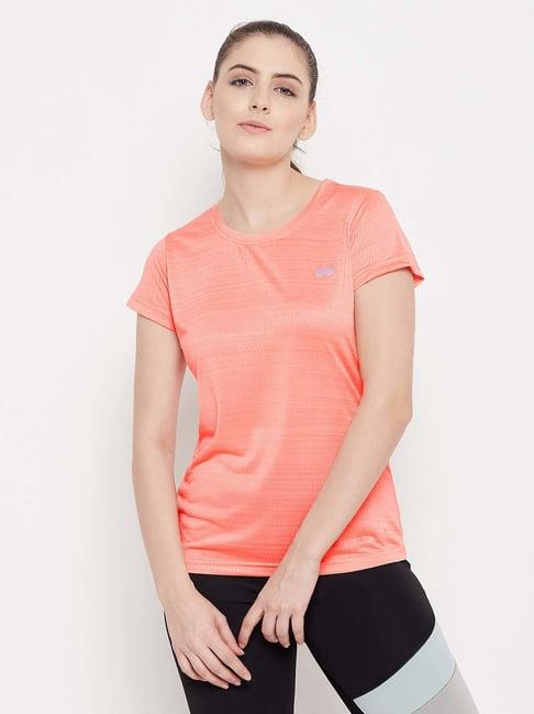 clovia peach printed sports t-shirt