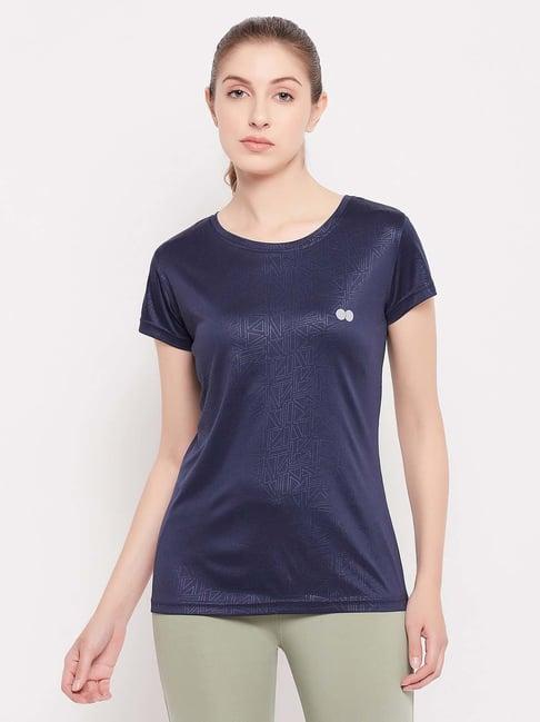 clovia blue printed sports t-shirt