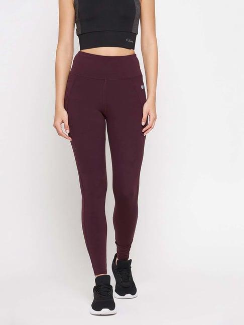 clovia maroon high rise sports tights