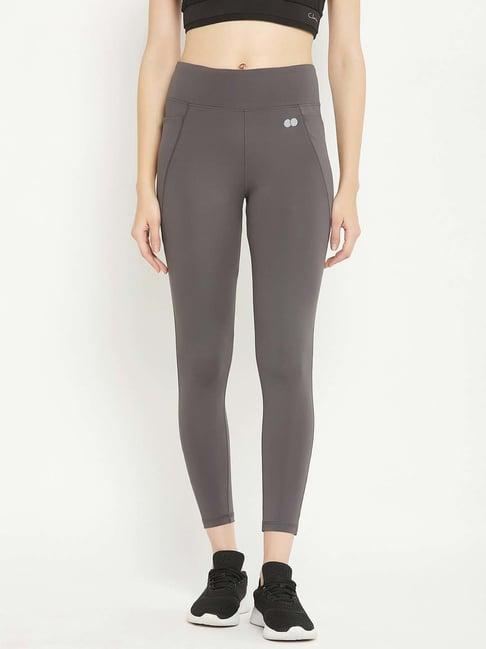 clovia grey mid rise sports tights