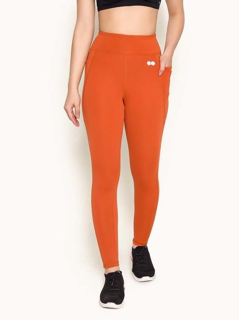 clovia orange high rise sports tights