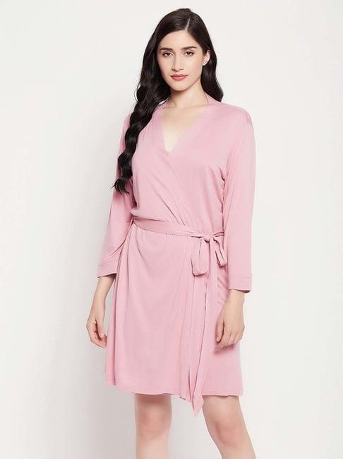 clovia pink cotton robe