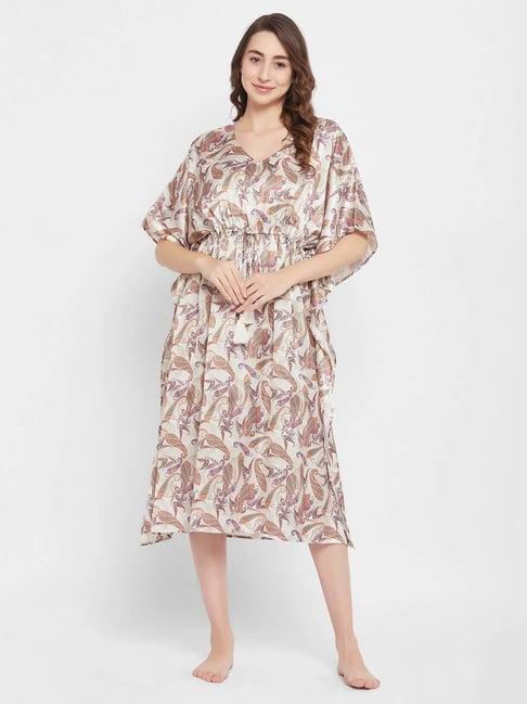 clovia beige printed kaftan