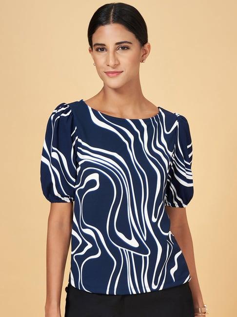 annabelle by pantaloons navy printed top