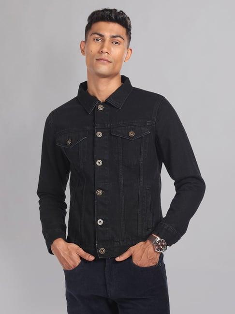 ad by arvind black slim fit denim jacket