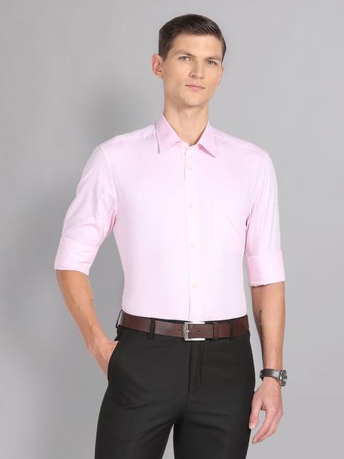 ad by arvind pink regular fit textured shirt