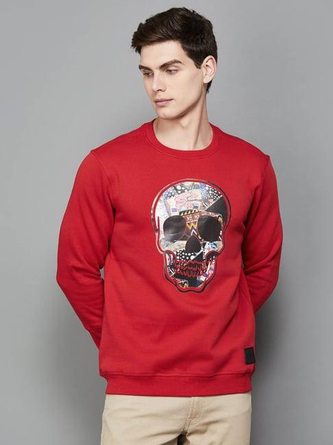 forca by lifestyle red regular fit printed sweatshirt