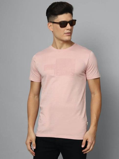 louis philippe jeans pink cotton slim fit printed t-shirt