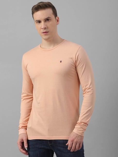 louis philippe jeans peach cotton slim fit t-shirt