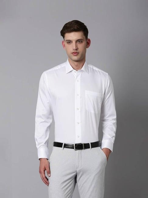 luxure by louis philippe white cotton regular fit shirt