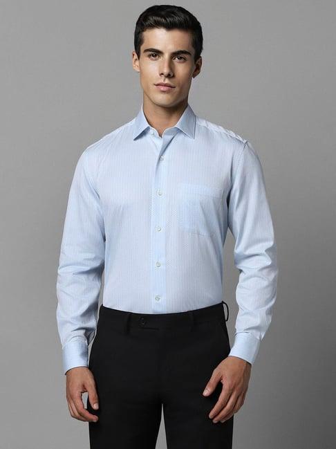 luxure by louis philippe blue cotton slim fit texture shirt