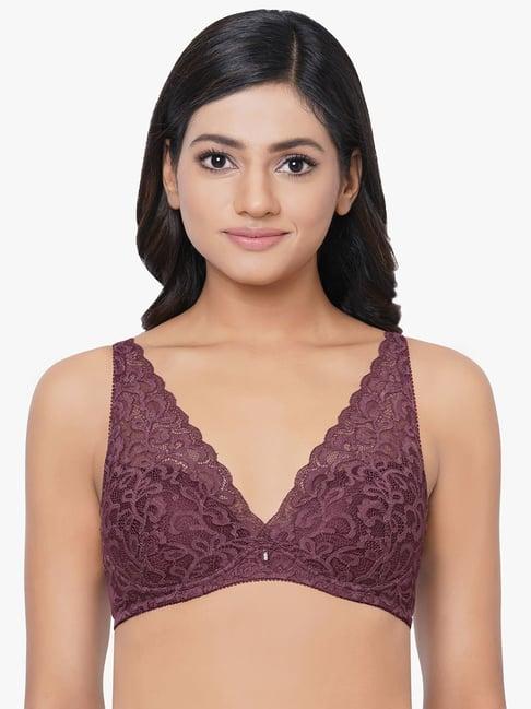 wacoal purple lace half coverage plunge bra