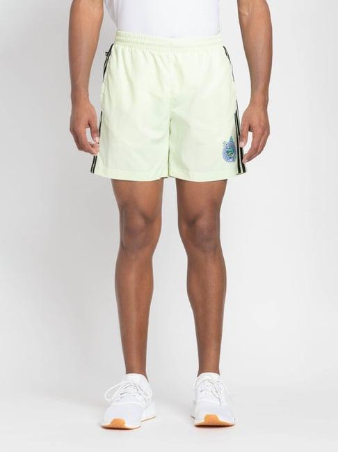 adidas originals green regular fit striped sports shorts