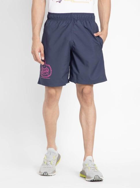 adidas originals navy regular fit printed sports shorts