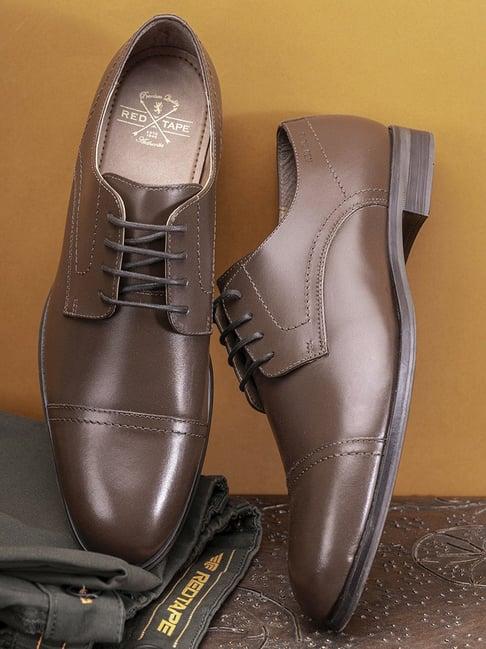 red tape men's brown derby shoes