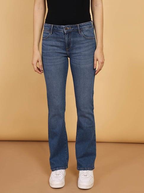 wrangler blue relaxed fit mid rise jeans