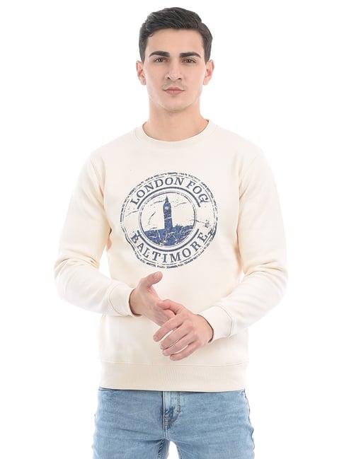 london fog beige regular fit printed sweatshirt