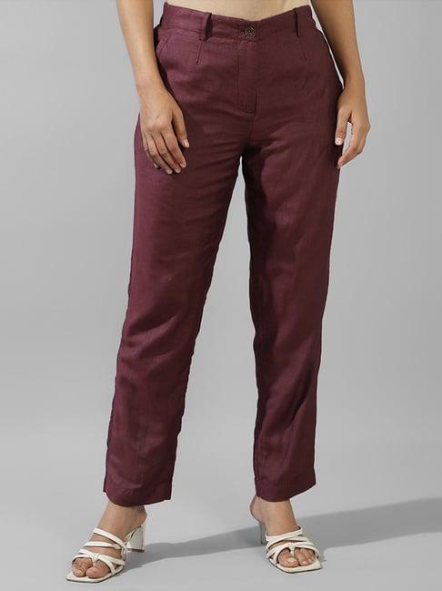 fabindia maroon mid rise pants