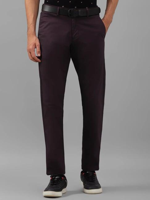 allen solly maroon slim fit trousers