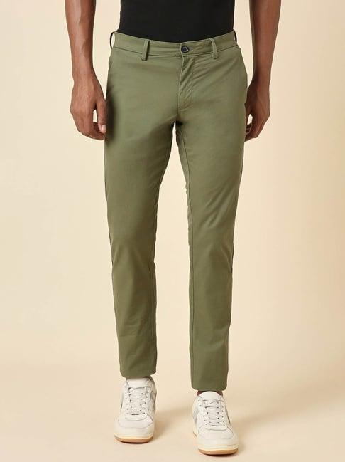 allen solly green slim fit trousers