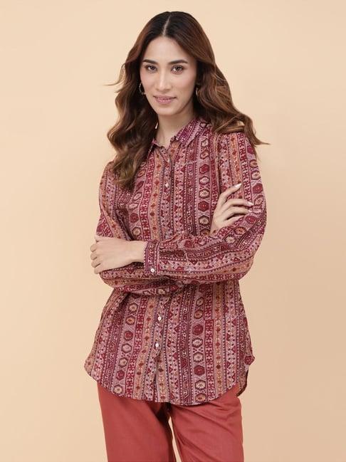 fabindia pink printed shirt