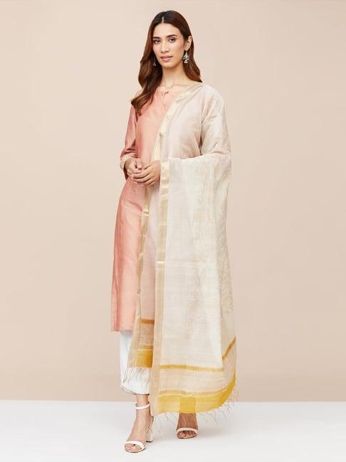 fabindia off-white printed dupatta