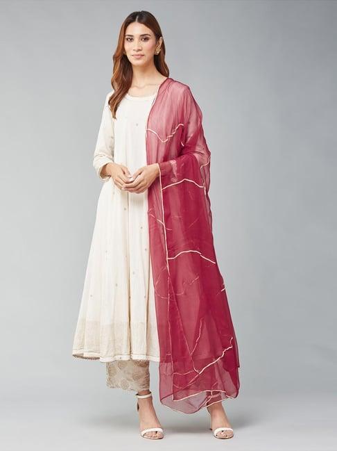 fabindia red embellished dupatta