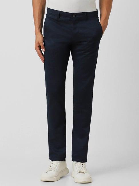 v dot indigo slim fit trousers