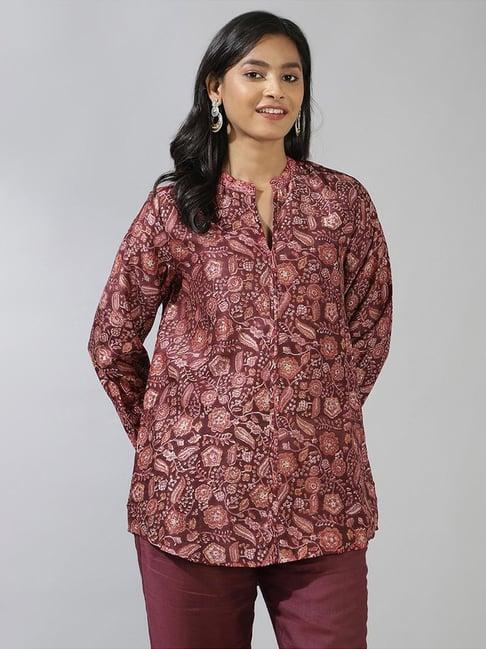 fabindia maroon printed tunic