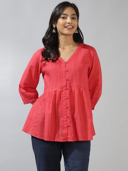 fabindia pink cotton embroidered tunic