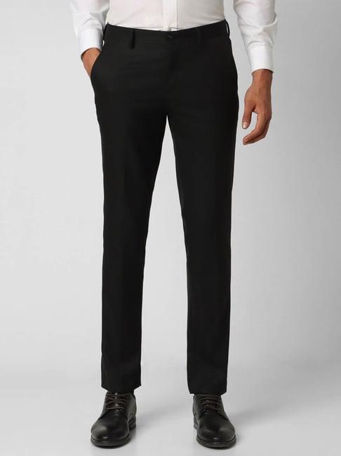 v dot black slim fit trousers