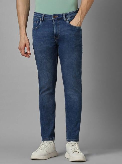 louis philippe jeans mid blue regular fit jeans