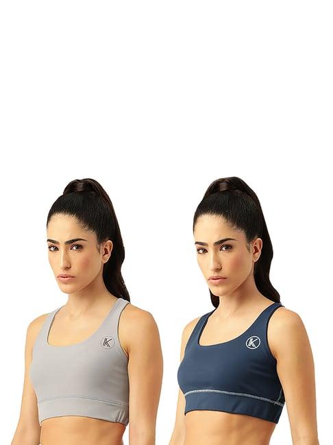 kotty lavender & blue logo print sports bra (pack of 2)