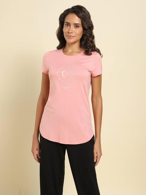 van heusen pink printed t-shirt