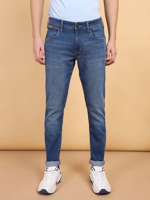 wrangler blue skinny fit low rise jeans