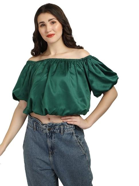 smarty pants green regular fit crop top